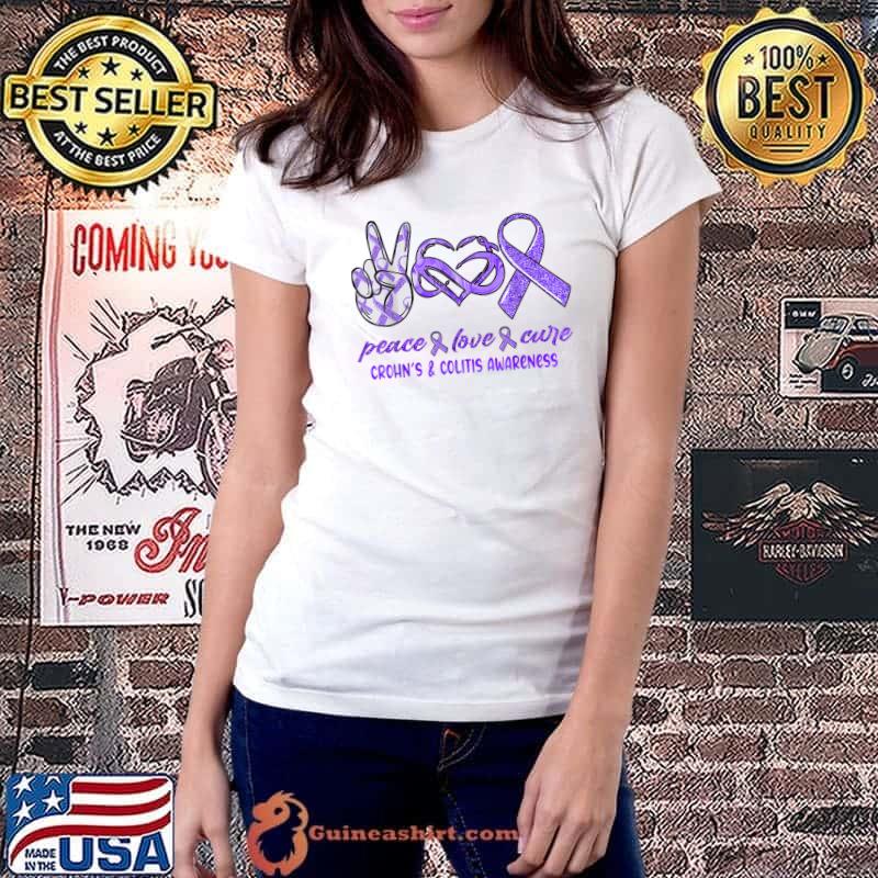 Best peace Love Cure Crohn's & Colitis Awareness T-Shirt Ladiestee