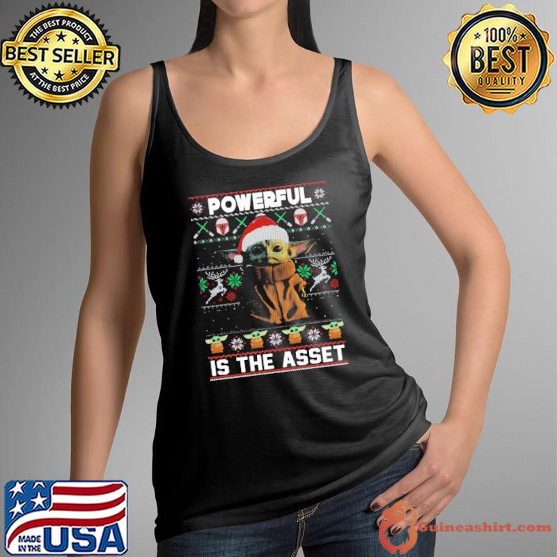 Best Powerful Is The Asset Baby Yoda Christmas Star Wars Shirts Tank Top