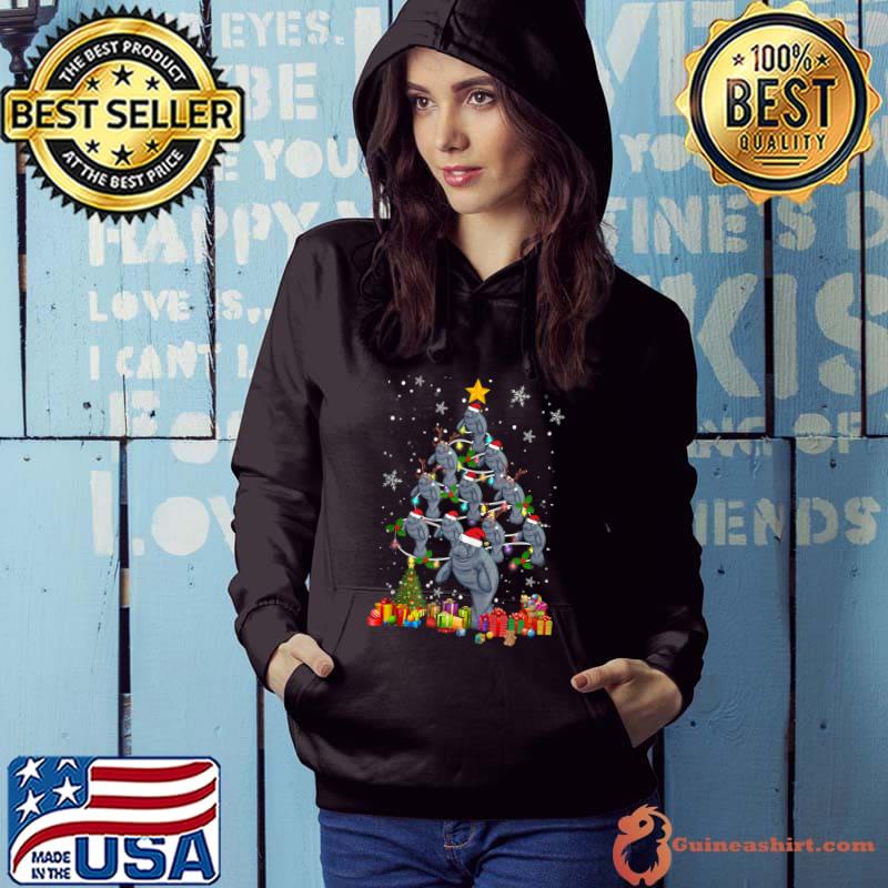 Best santa ELF Reindeer Manatee Xmas Tree Xmas Light Manatee T-Shirt