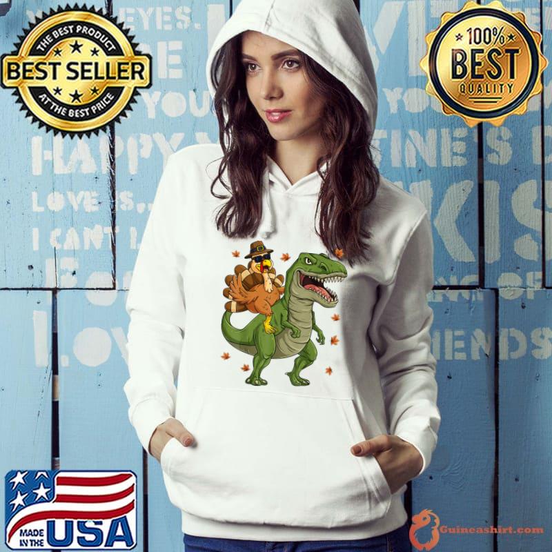 Best thanksgiving Turkey Riding T Rex Dinosaur Toddler Boys Kids T-Shirt