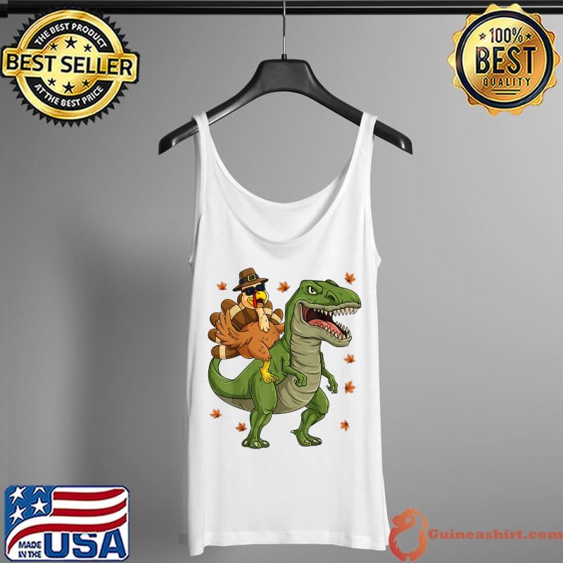 Best thanksgiving Turkey Riding T Rex Dinosaur Toddler Boys Kids T-Shirt Tank Top