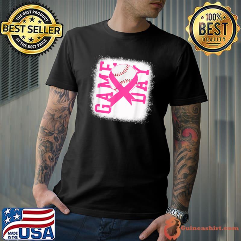 Bleached Game Day - Breast Cancer Awareness Pink Baseball T-Shirt