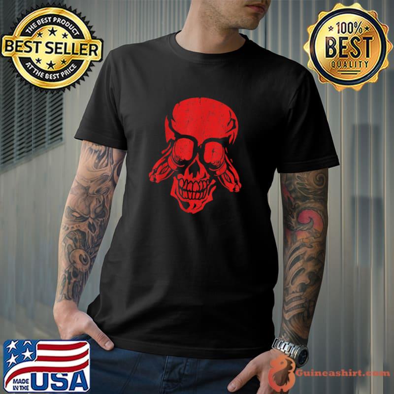 Boxing Skull Graphic Tees- Boxer Skeleton Halloween Costume T-Shirt