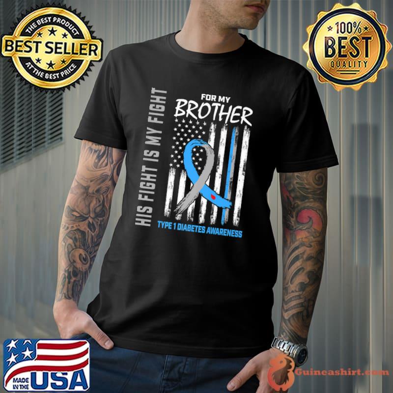 Brother Type One Diabetes Awareness Ribbon American Flag Premium T-Shirt