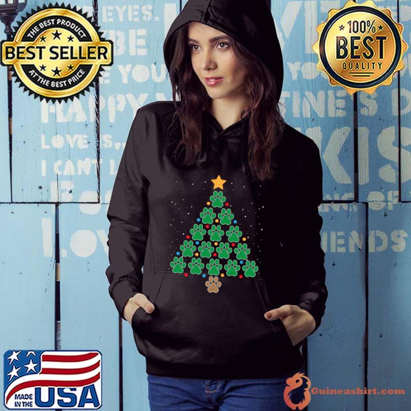 Christmas Dog Paws Tree Funny Xmas Pet Dog Holiday Puppy T-shirt
