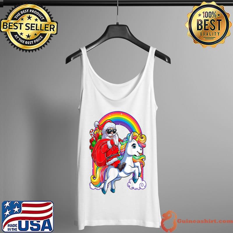 Christmas Santa Riding Unicorn Xmas T-Shirt Tank Top