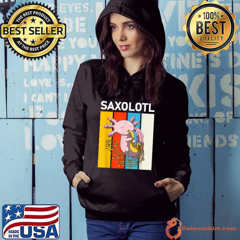 Cute Axolotl Lover Saxolotl Funny Saxophone Playing Axolotl T-Shirt