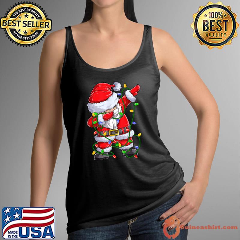 Dabbing Santa Shirt for Boys Girls Christmas Tree Lights T-Shirt Tank Top
