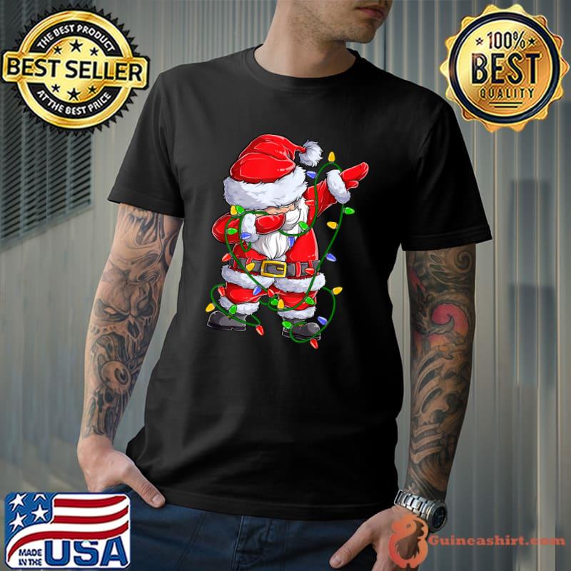 Dabbing Santa Shirt for Boys Girls Christmas Tree Lights T-Shirt Unisex