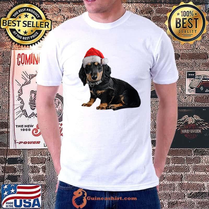 Dachshund Dog with christmas hat holiday T-shirt