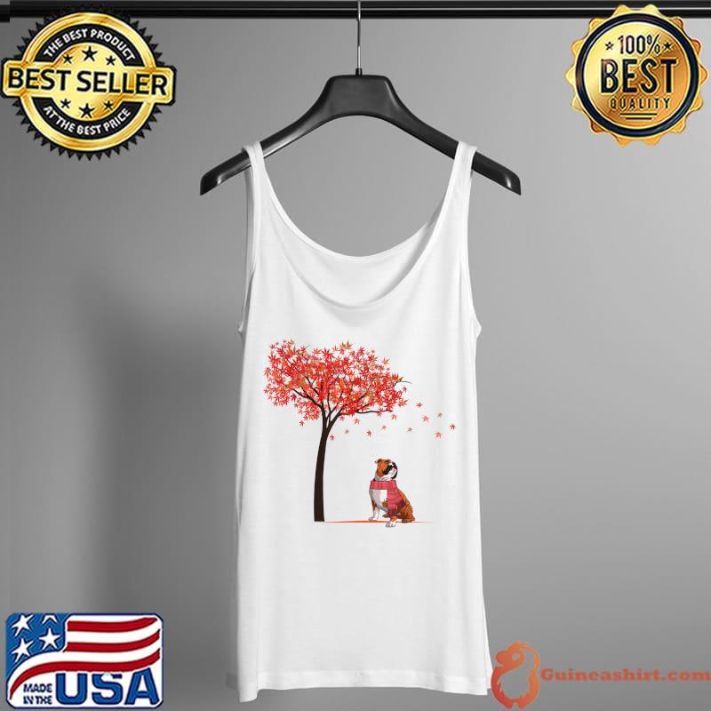 English Bulldog Maple Tree Thanksgiving Day Cute Dog Fall T-Shirt Tank Top