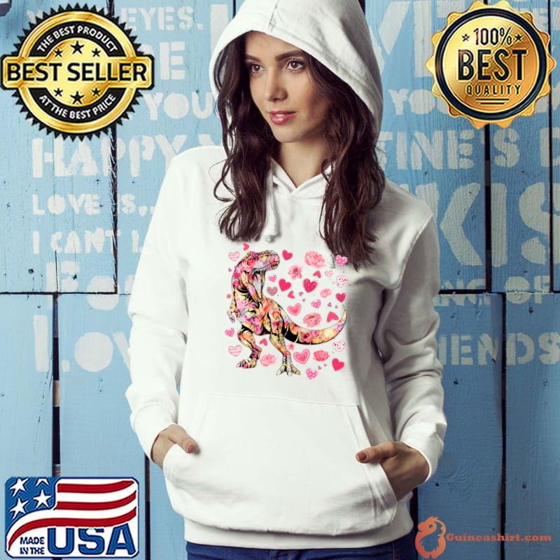 Floral Dinosaur Lovers T Rex Girls T-s Hoodie