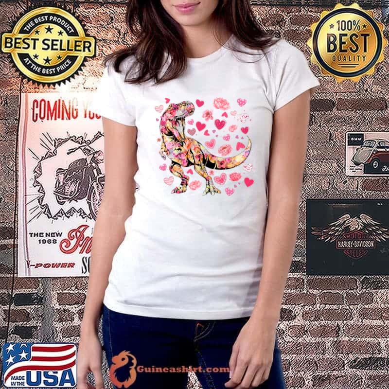 Floral Dinosaur Lovers T Rex Girls T-s Ladiestee