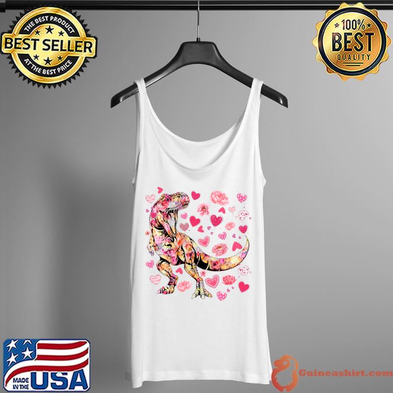 Floral Dinosaur Lovers T Rex Girls T-s Tank Top