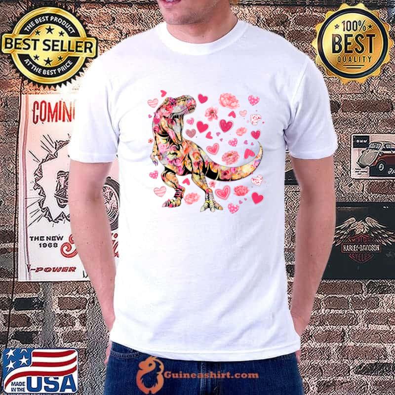 Floral Dinosaur Lovers T Rex Girls T-shirt