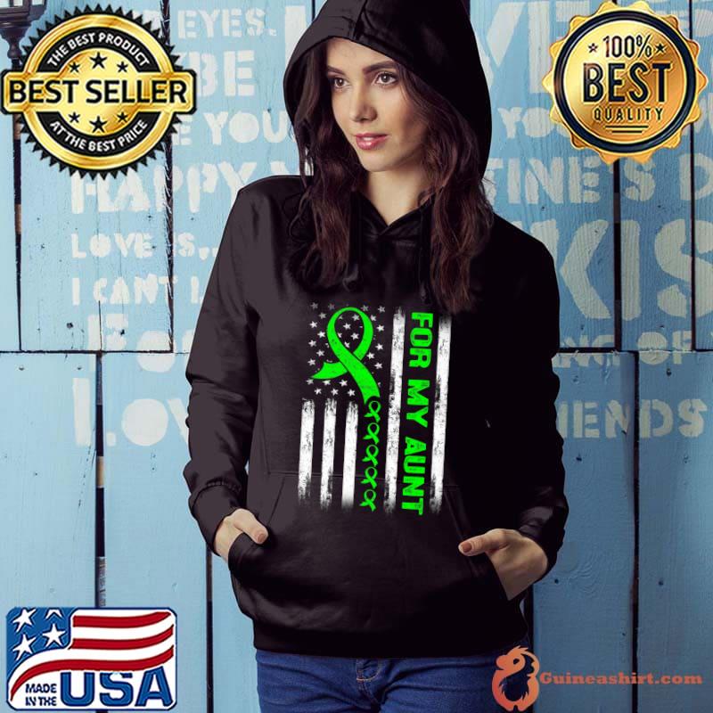 For My Aunt Lymphoma Awareness Flag Green Ribbon Premium T-Shirt Hoodie