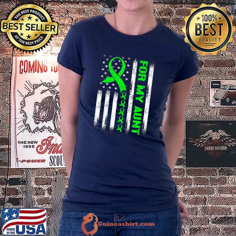 For My Aunt Lymphoma Awareness Flag Green Ribbon Premium T-Shirt Ladiestee