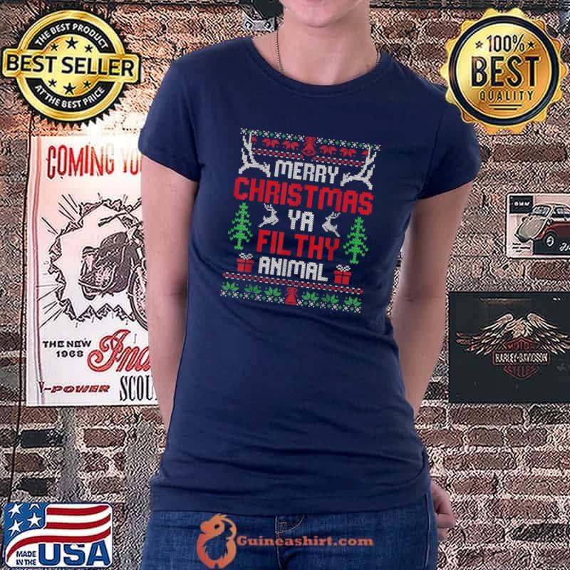 Funny Alone At Home Movies Merry Christmas You Filty Animal T-Shirt