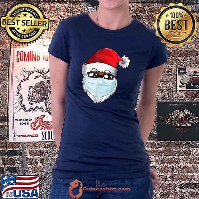 Funny American Christmas 2020 Santa Wearing Mask T Shirt Ladiestee
