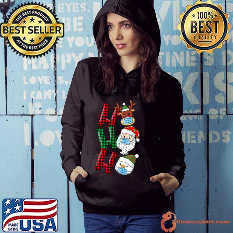 Funny christmas Ho Ho Ho Santa Reindeer Snowman Face Mask Pajama T Shirt Hoodie
