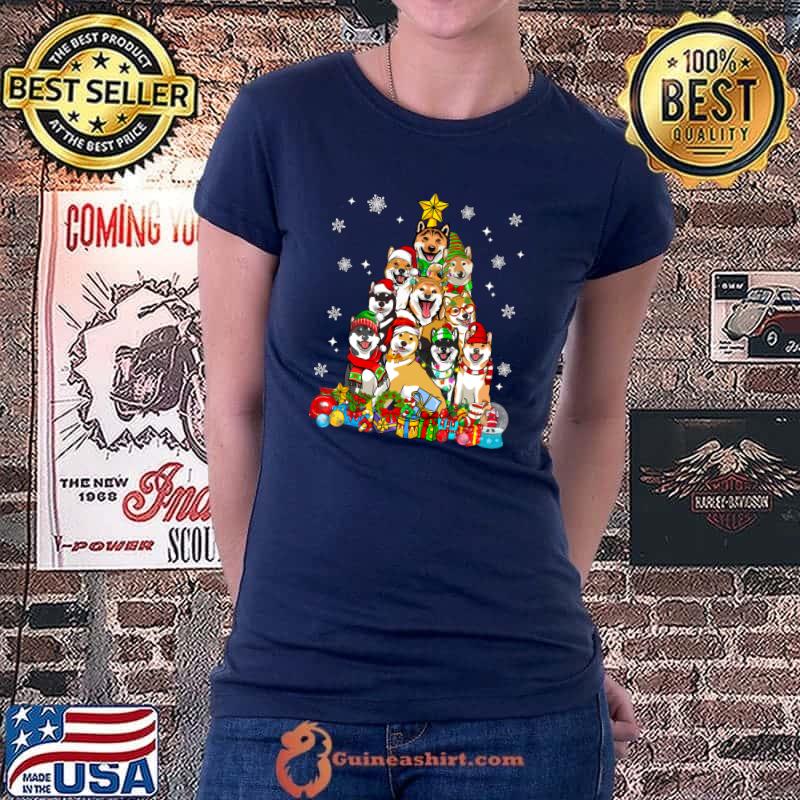 Funny christmas Tree Lights Shiba Inu Dog Lover Xmas Pajama T-shirt