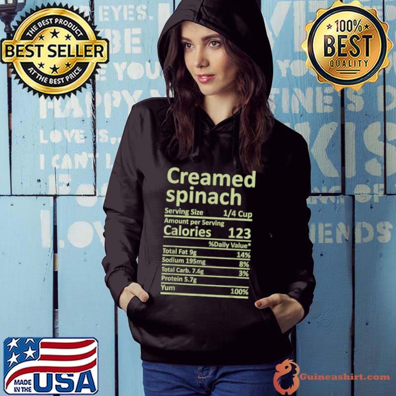 Funny Creamed Spinach Nutrition Thanksgiving Food Facts Christmas T Shirt