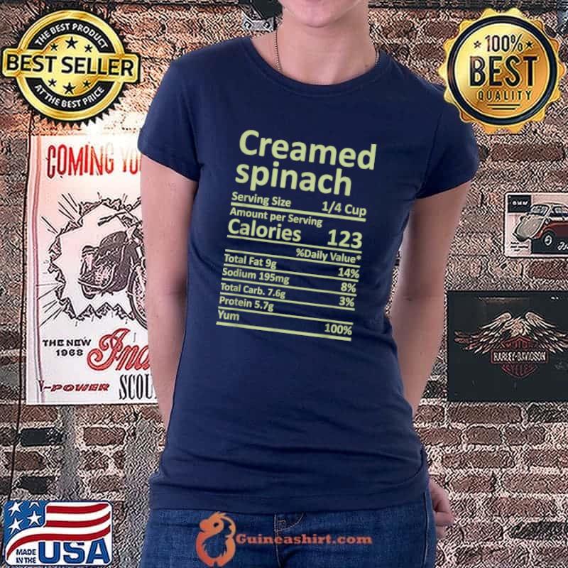 Funny Creamed Spinach Nutrition Thanksgiving Food Facts Christmas T Shirt Ladiestee