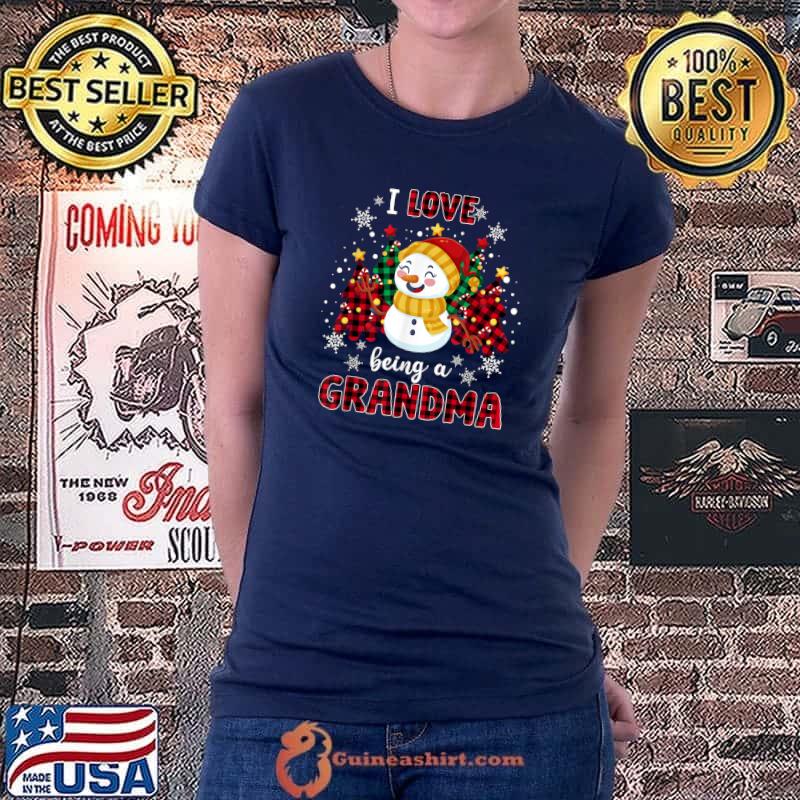 Funny i Love Being A Grandma Snowman Christmas tree Xmas Gift T-Shirt