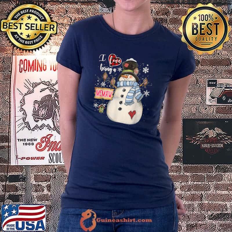 Funny i Love Being A Memaw Snowman Grandma christmas T-Shirt Ladiestee