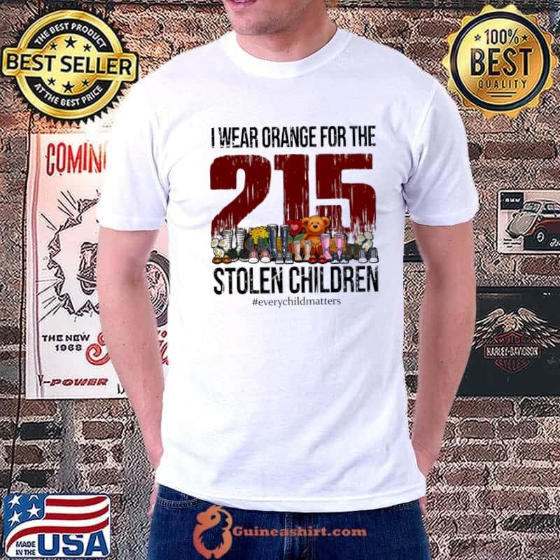 Funny I wear orange for the 215 stolen children every child matters shirt