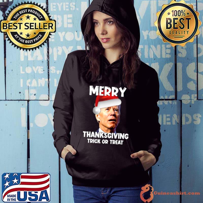 Funny Joe Biden Santa Hat Merry Thanksgiving Christmas T-Shirt