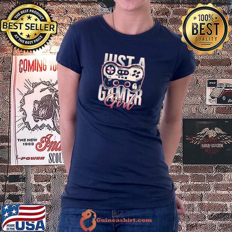 Funny just A Gamer Girl Game Controller Video Games Cool Graphic T-Shirt Ladiestee