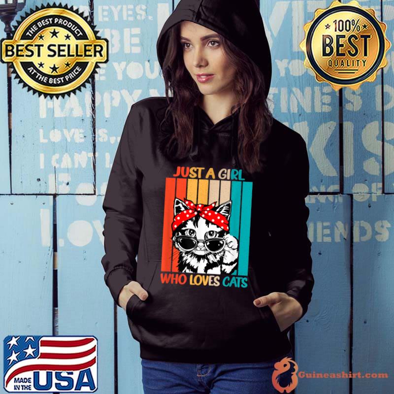 Funny just a Girl Who Loves Cats retro vintage cat lover T-Shirt Hoodie