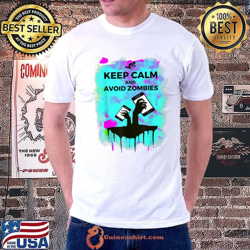 Funny Keep Calm and Avoid Zombies Tech Zomby Apocalypse T-Shirt