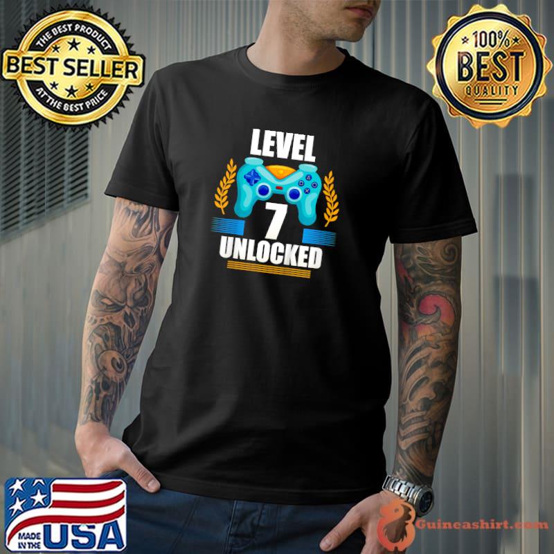 Funny kids Level 7 Unlocked Birthday Shirt Boys 7 Year Old Boy Shirt T-Shirt Unisex