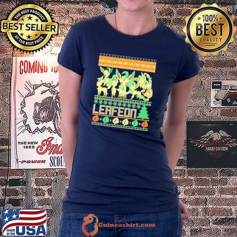 Funny leafeon Ugly Christmas Style T-Shirt Ladiestee