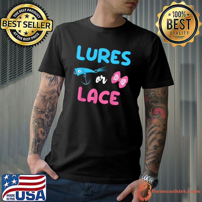 Funny Lures Or Lace Gender Reveal Fishing Baby Shower Family Group T Shirt
