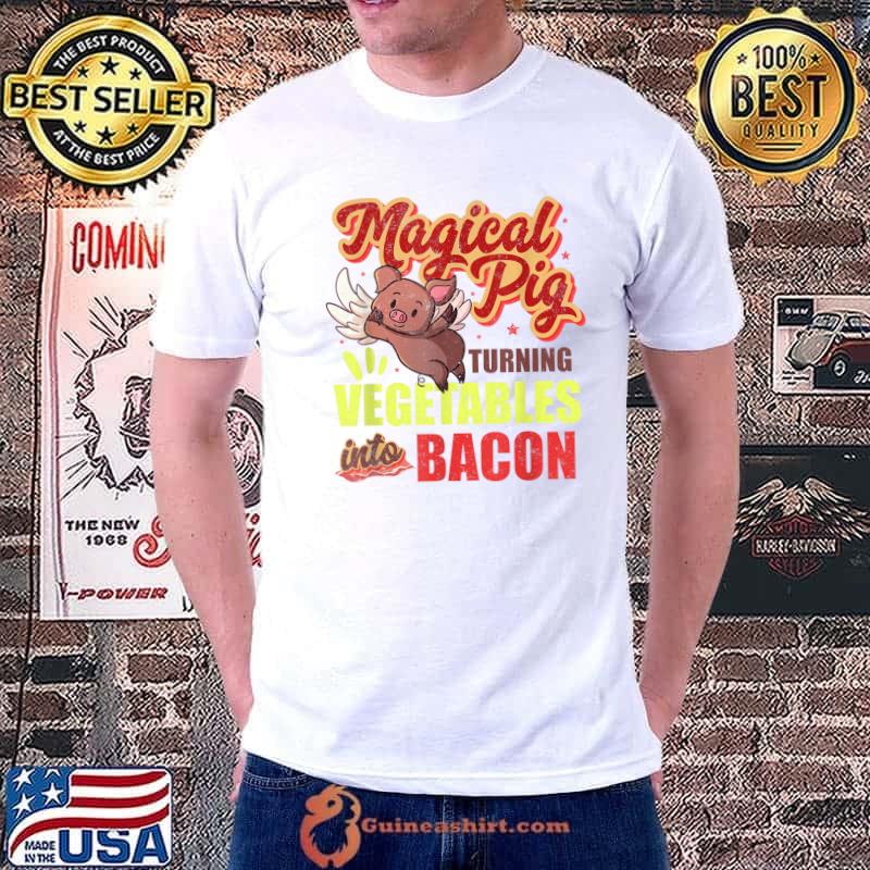 Funny magical Pig Turns Vegetables Into Bacon Magical Retro T-Shirt