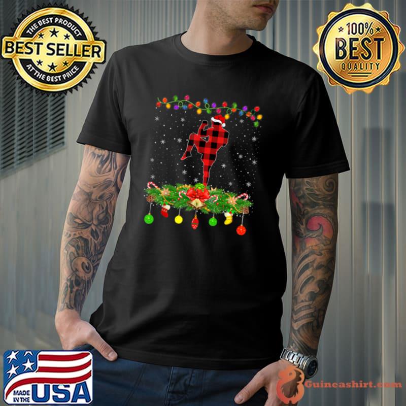 Funny Matching Buffalo Plaid Muay Thai Player Christmas Pajama T Shirt
