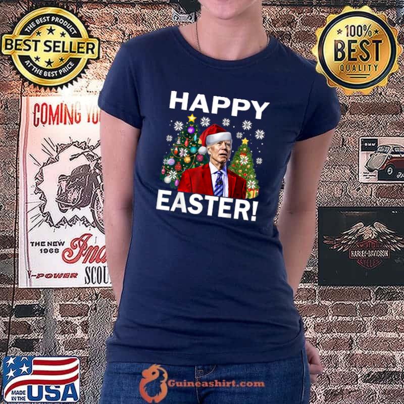 Funny Santa Biden Happy Easter Christmas T-Shirt Ladiestee