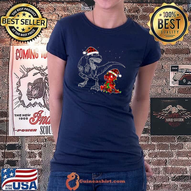 Funny t Rex Plaid Red Buffalo Dinosaur Christmas Pajamas Family T-Shirt Ladiestee