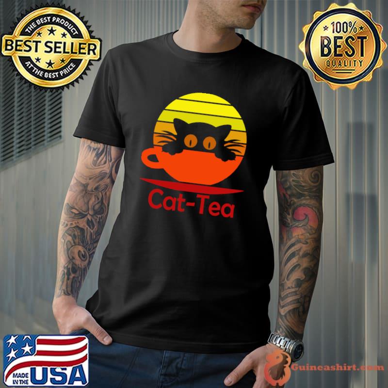 Funny tea Cat Summer Retro T-Shirt