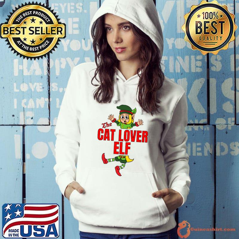 Funny The Cat Lover Elf Christmas Outfit Matching Group Family T- Hoodie