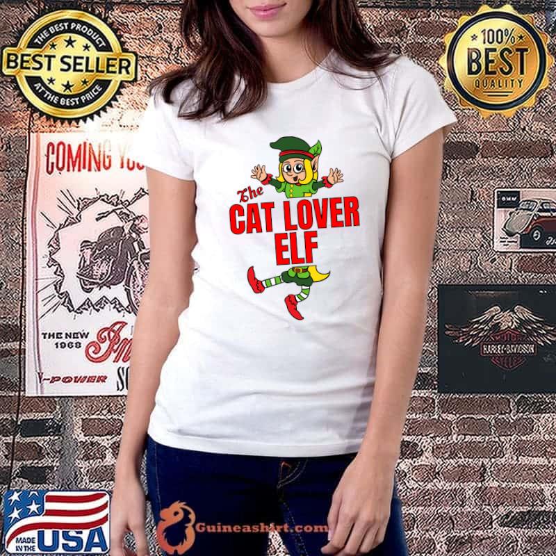 Funny The Cat Lover Elf Christmas Outfit Matching Group Family T- Ladiestee