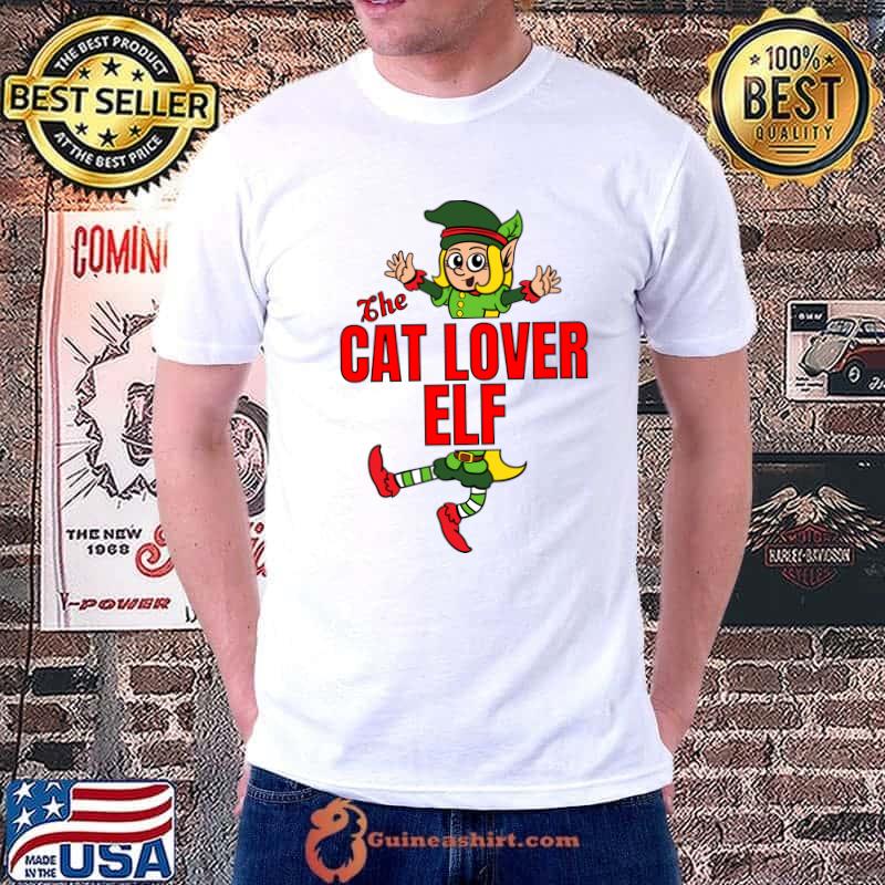 Funny The Cat Lover Elf Christmas Outfit Matching Group Family T-shirt
