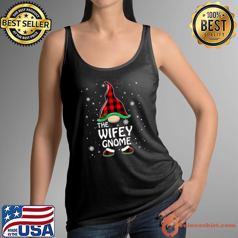 Funny wifey Gnome Buffalo Plaid Matching Family Christmas Pajama T-Shirt Tank Top