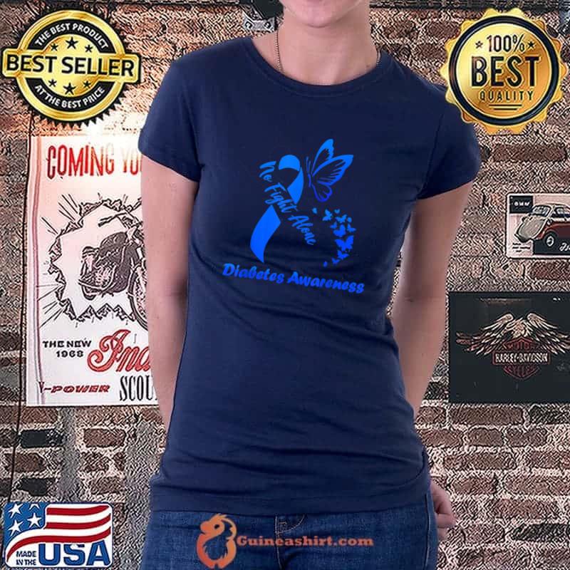 In November we wear blue butterflies diabetes awarness fight T-Shirt Ladiestee