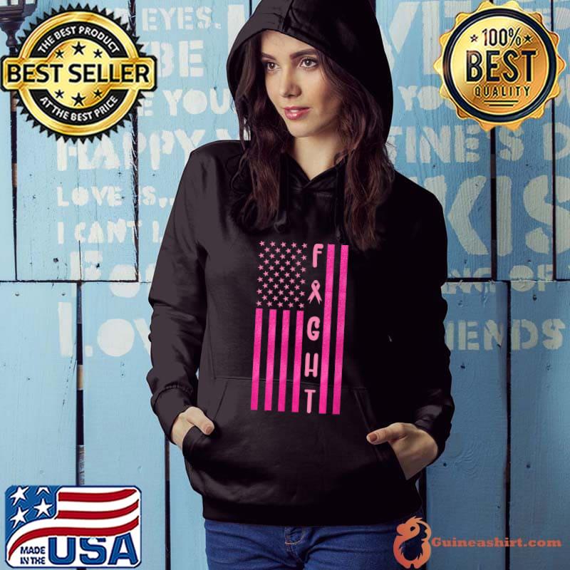 In October We Wear Pink Ribbon Flag Breast Cancer T-Shirt Hoodie