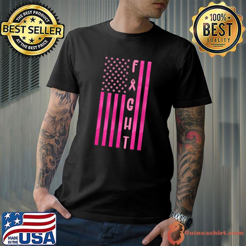 In October We Wear Pink Ribbon Flag Breast Cancer T-Shirt