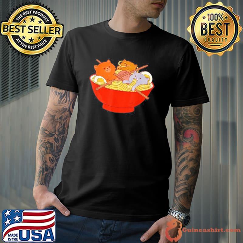 KAWAII CUTE ANIME CATS OTAKU JAPANESE RAMEN NOODLES SHIRT Unisex